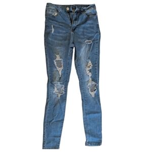 SHEIN‎ Light Blue Distressed Skinny Jeans